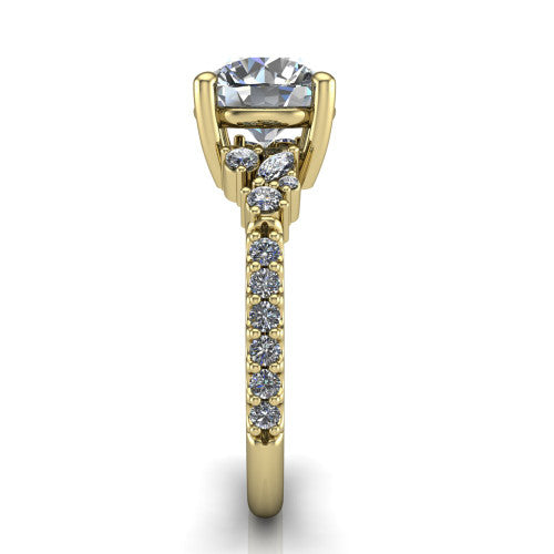 Willow Round Shape Classic Engagement Ring in 18K Yellow Gold