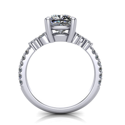 Willow Cushion Shape Classic Engagement Ring in 18K White Gold