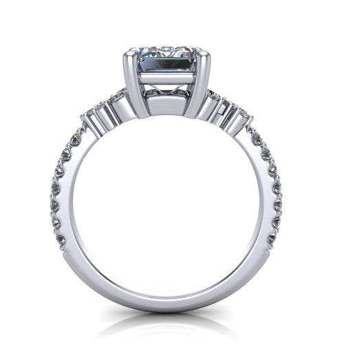 Willow Emerald Shape Classic Engagement Ring in 18K White Gold