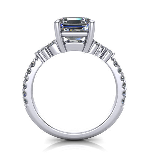 Willow Square Emerald Shape Classic Engagement Ring in 18K White Gold