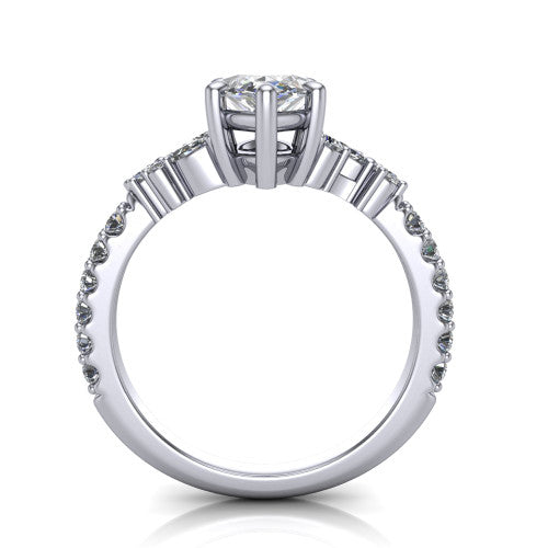 Willow Marquise Shape Classic Engagement Ring in 14K White Gold