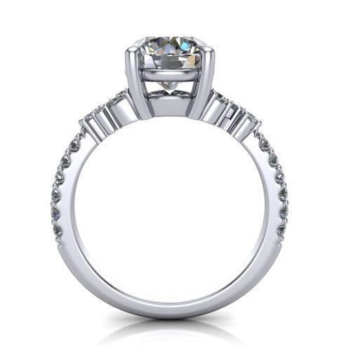 Willow Round Shape Classic Engagement Ring in 14K White Gold