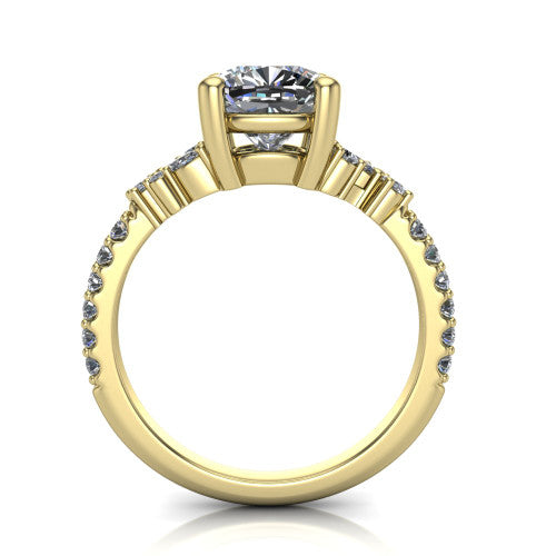 Willow Cushion Shape Classic Engagement Ring in 18K Yellow Gold
