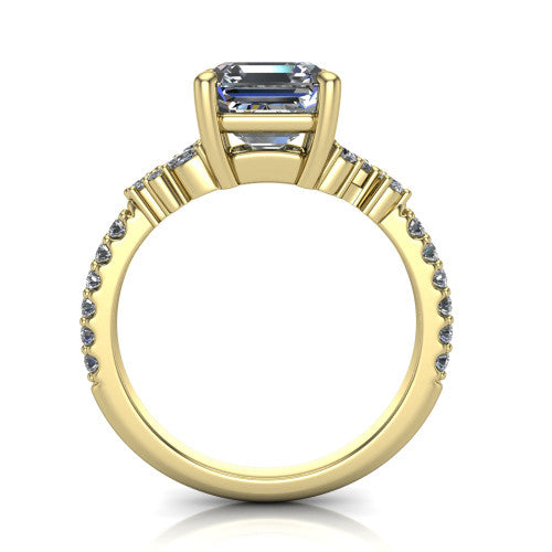 Willow Square Emerald Shape Classic Engagement Ring in 18K Yellow Gold