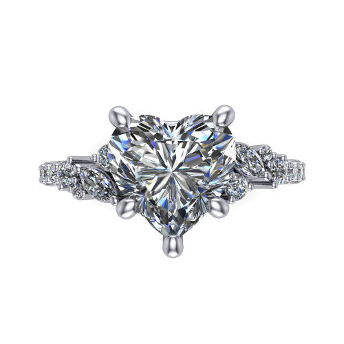 Willow Heart Shape Classic Engagement Ring in Platinum