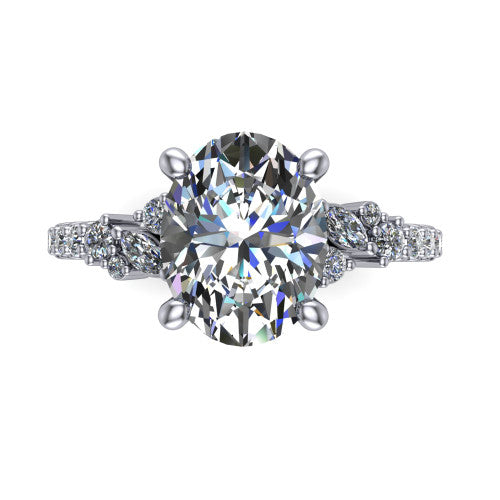 Willow Oval Shape Classic Engagement Ring in Platinum