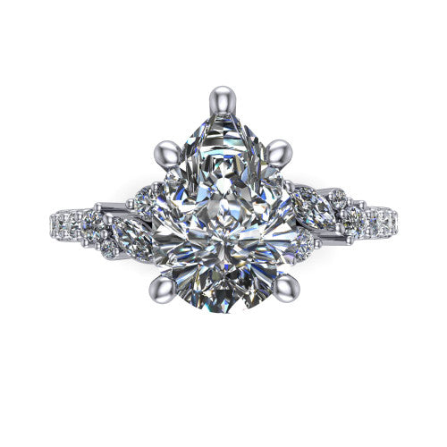 Willow Pear Shape Classic Engagement Ring in 18K White Gold