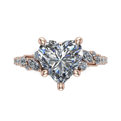 Willow Heart Shape Classic Engagement Ring in 14K Rose Gold