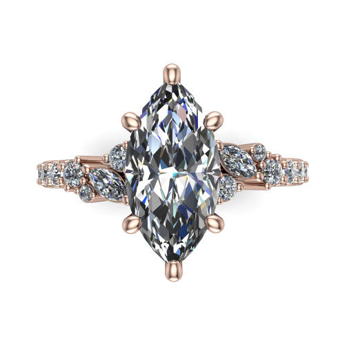 Willow Marquise Shape Classic Engagement Ring in 18K Rose Gold