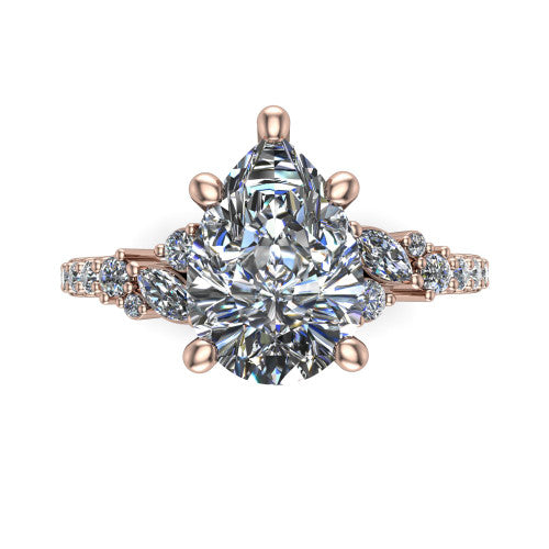 Willow Pear Shape Classic Engagement Ring in 14K Rose Gold