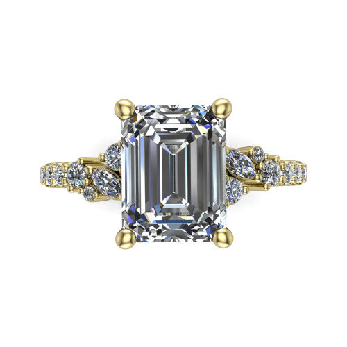 Willow Emerald Shape Classic Engagement Ring in 14K Yellow Gold