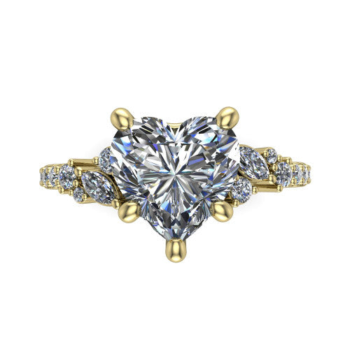 Willow Heart Shape Classic Engagement Ring in 18K Yellow Gold