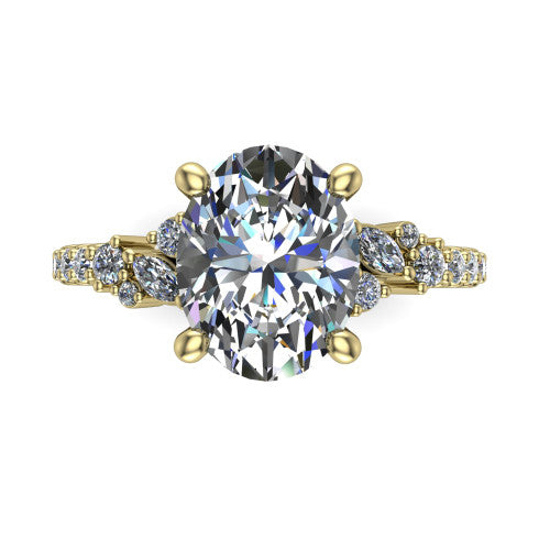 Willow Oval Shape Classic Engagement Ring in 18K Yellow Gold