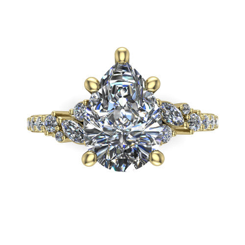 Willow Pear Shape Classic Engagement Ring in 18K Yellow Gold