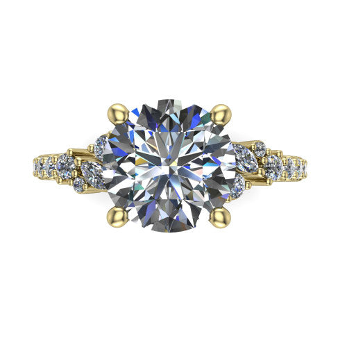 Willow Round Shape Classic Engagement Ring in 18K Yellow Gold