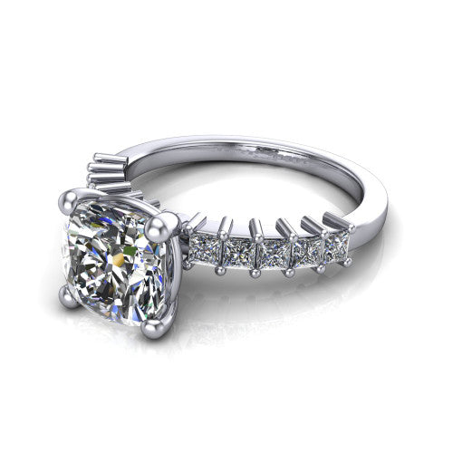Maya Cushion Shape Classic Engagement Ring in Platinum