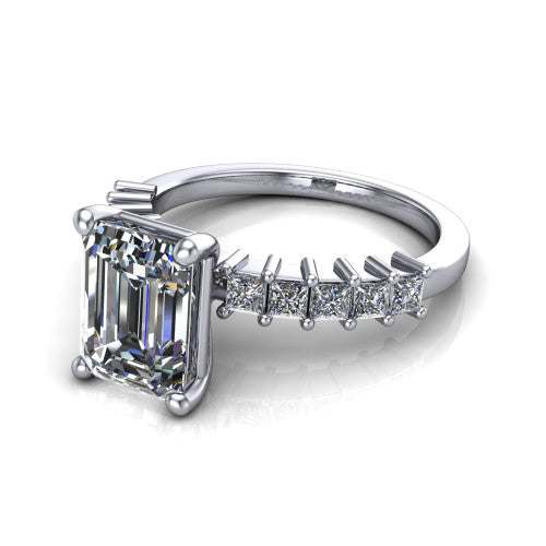 Maya Emerald Shape Classic Engagement Ring in Platinum