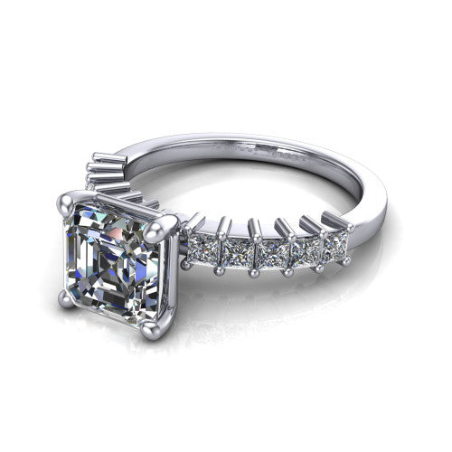 Maya Square Emerald Shape Classic Engagement Ring in Platinum