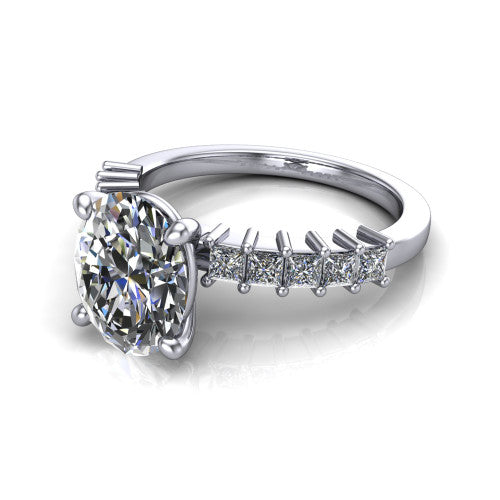 Maya Oval Shape Classic Engagement Ring in 14K White Gold