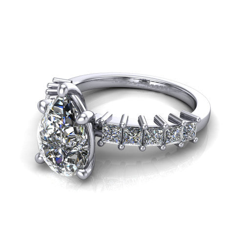 Maya Pear Shape Classic Engagement Ring in 18K White Gold