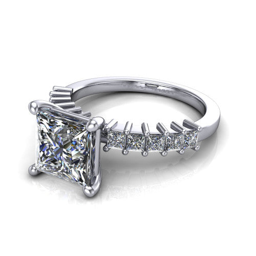 Maya Princess Shape Classic Engagement Ring in 14K White Gold