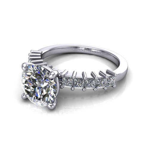 Maya Round Shape Classic Engagement Ring in Platinum