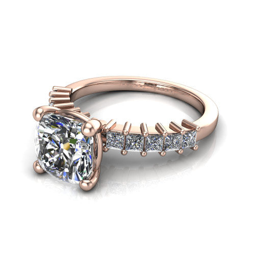 Maya Cushion Shape Classic Engagement Ring in 18K Rose Gold