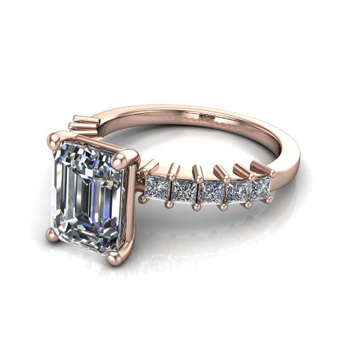 Maya Emerald Shape Classic Engagement Ring in 18K Rose Gold