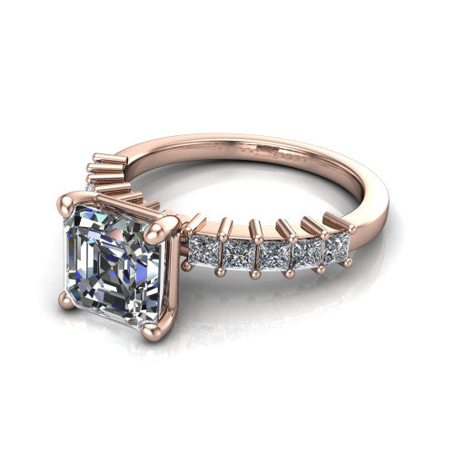 Maya Square Emerald Shape Classic Engagement Ring in 18K Rose Gold