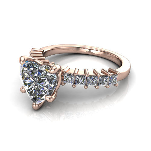 Maya Heart Shape Classic Engagement Ring in 14K Rose Gold