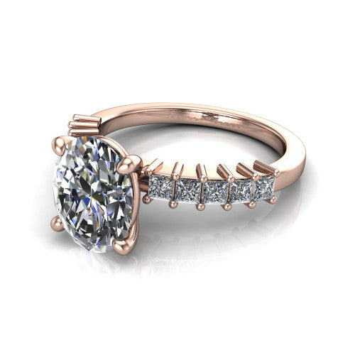 Maya Oval Shape Classic Engagement Ring in 14K Rose Gold