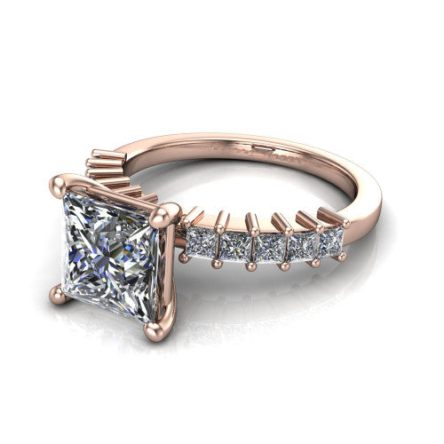 Maya Princess Shape Classic Engagement Ring in 14K Rose Gold