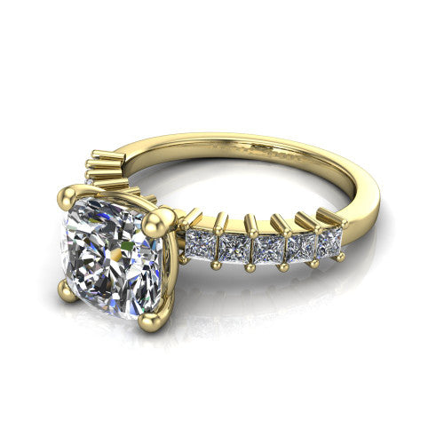 Maya Cushion Shape Classic Engagement Ring in 14K Yellow Gold
