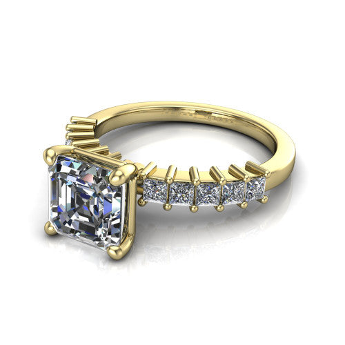 Maya Square Emerald Shape Classic Engagement Ring in 14K Yellow Gold