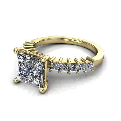 Maya Princess Shape Classic Engagement Ring in 14K Yellow Gold
