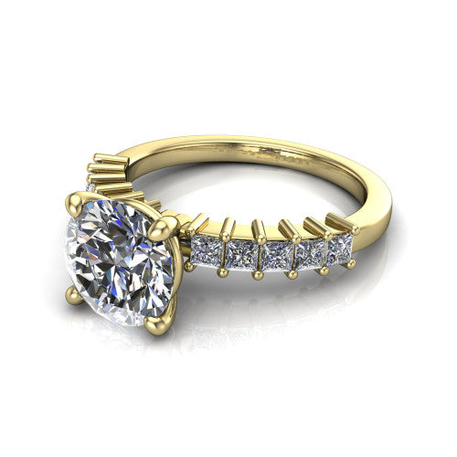 Maya Round Shape Classic Engagement Ring in 14K Yellow Gold