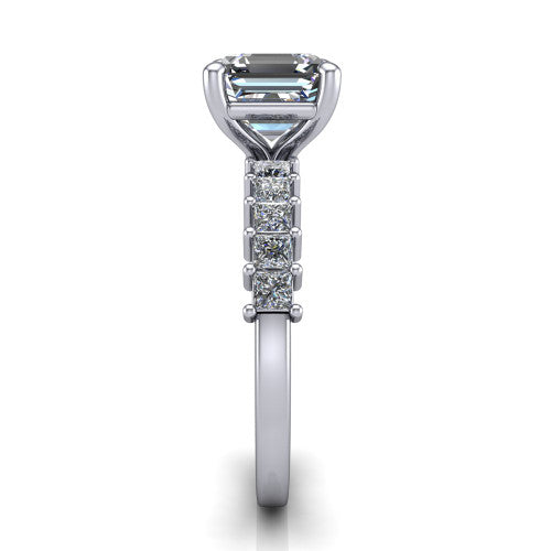 Maya Square Emerald Shape Classic Engagement Ring in Platinum