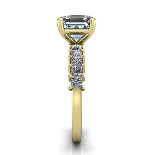 Maya Square Emerald Shape Classic Engagement Ring in 14K Yellow Gold