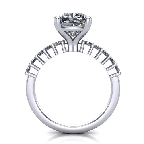 Maya Cushion Shape Classic Engagement Ring in 14K White Gold