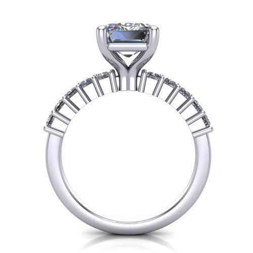 Maya Emerald Shape Classic Engagement Ring in 18K White Gold