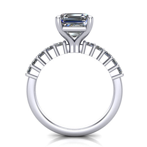 Maya Square Emerald Shape Classic Engagement Ring in 14K White Gold