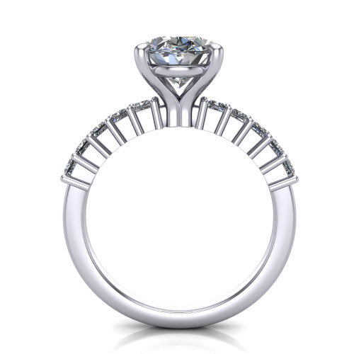 Maya Oval Shape Classic Engagement Ring in 18K White Gold