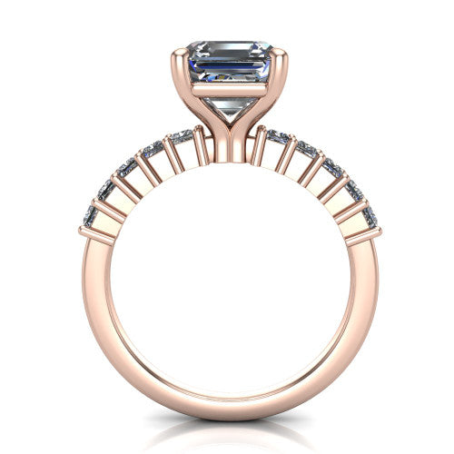 Maya Square Emerald Shape Classic Engagement Ring in 18K Rose Gold
