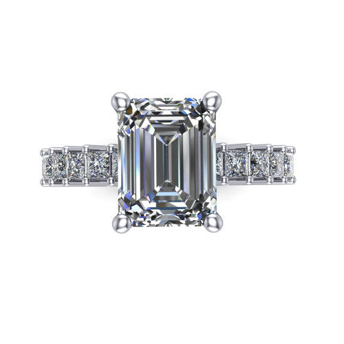 Maya Emerald Shape Classic Engagement Ring in Platinum