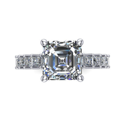 Maya Square Emerald Shape Classic Engagement Ring in Platinum