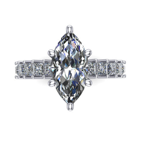 Maya Marquise Shape Classic Engagement Ring in 14K White Gold
