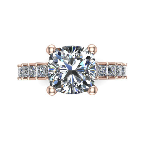 Maya Cushion Shape Classic Engagement Ring in 14K Rose Gold