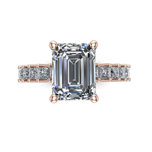 Maya Emerald Shape Classic Engagement Ring in 14K Rose Gold
