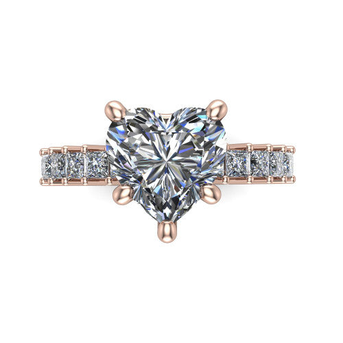 Maya Heart Shape Classic Engagement Ring in 18K Rose Gold