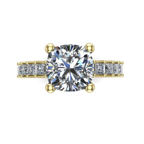 Maya Cushion Shape Classic Engagement Ring in 14K Yellow Gold